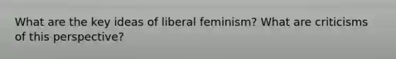 What are the key ideas of liberal feminism? What are criticisms of this perspective?