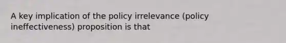 A key implication of the policy irrelevance (policy ineffectiveness) proposition is that