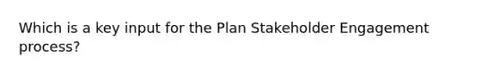 Which is a key input for the Plan Stakeholder Engagement process?