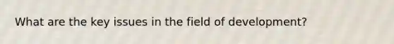 What are the key issues in the field of development?