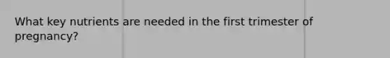 What key nutrients are needed in the first trimester of pregnancy?