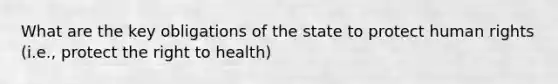 What are the key obligations of the state to protect human rights (i.e., protect the right to health)