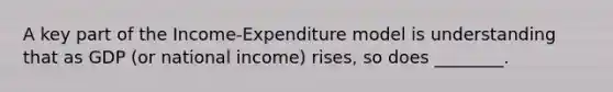 A key part of the Income-Expenditure model is understanding that as GDP (or national income) rises, so does ________.