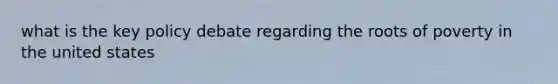 what is the key policy debate regarding the roots of poverty in the united states