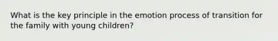 What is the key principle in the emotion process of transition for the family with young children?