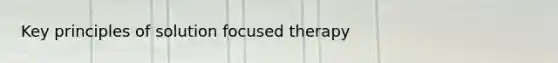 Key principles of solution focused therapy