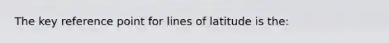 The key reference point for lines of latitude is the: