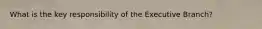 What is the key responsibility of the Executive Branch?