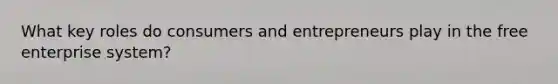 What key roles do consumers and entrepreneurs play in the free enterprise system?