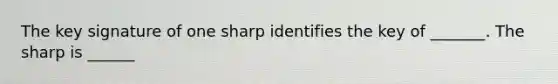 The key signature of one sharp identifies the key of _______. The sharp is ______