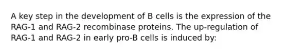 A key step in the development of B cells is the expression of the RAG-1 and RAG-2 recombinase proteins. The up-regulation of RAG-1 and RAG-2 in early pro-B cells is induced by: