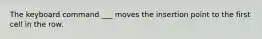 The keyboard command ___ moves the insertion point to the first cell in the row.