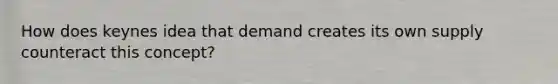 How does keynes idea that demand creates its own supply counteract this concept?