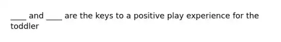 ____ and ____ are the keys to a positive play experience for the toddler