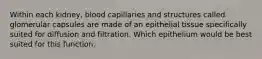 Within each kidney, blood capillaries and structures called glomerular capsules are made of an epithelial tissue specifically suited for diffusion and filtration. Which epithelium would be best suited for this function.