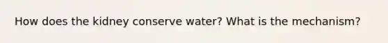 How does the kidney conserve water? What is the mechanism?