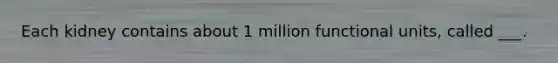 Each kidney contains about 1 million functional units, called ___.