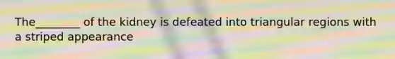 The________ of the kidney is defeated into triangular regions with a striped appearance