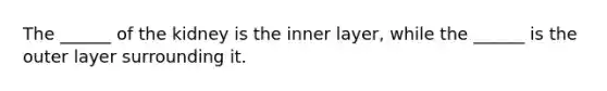 The ______ of the kidney is the inner layer, while the ______ is the outer layer surrounding it.