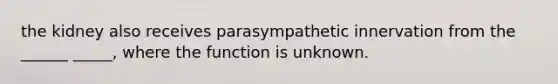 the kidney also receives parasympathetic innervation from the ______ _____, where the function is unknown.