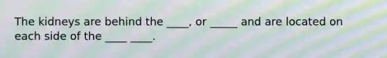 The kidneys are behind the ____, or _____ and are located on each side of the ____ ____.