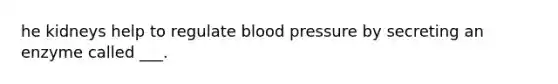 he kidneys help to regulate blood pressure by secreting an enzyme called ___.