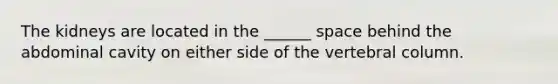 The kidneys are located in the ______ space behind the abdominal cavity on either side of the vertebral column.