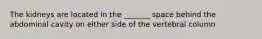 The kidneys are located in the _______ space behind the abdominal cavity on either side of the vertebral column