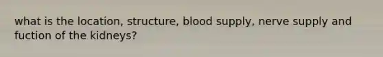 what is the location, structure, blood supply, nerve supply and fuction of the kidneys?