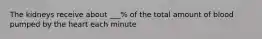 The kidneys receive about ___% of the total amount of blood pumped by the heart each minute