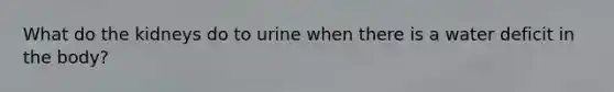 What do the kidneys do to urine when there is a water deficit in the body?