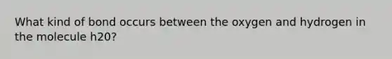 What kind of bond occurs between the oxygen and hydrogen in the molecule h20?