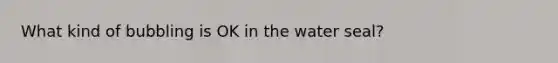 What kind of bubbling is OK in the water seal?