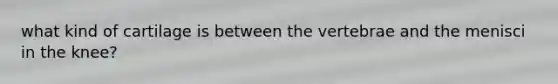 what kind of cartilage is between the vertebrae and the menisci in the knee?