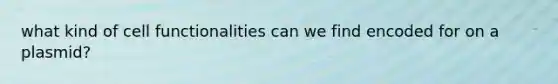 what kind of cell functionalities can we find encoded for on a plasmid?