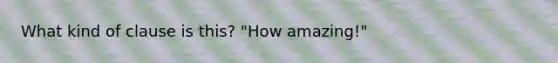 What kind of clause is this? "How amazing!"