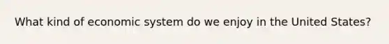 What kind of economic system do we enjoy in the United States?