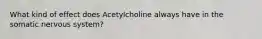 What kind of effect does Acetylcholine always have in the somatic nervous system?