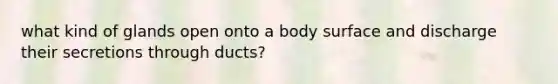 what kind of glands open onto a body surface and discharge their secretions through ducts?