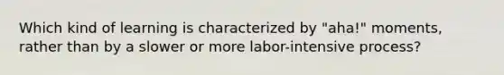 Which kind of learning is characterized by "aha!" moments, rather than by a slower or more labor-intensive process?