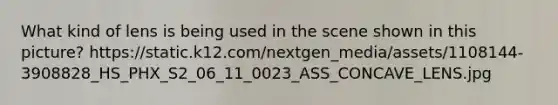 What kind of lens is being used in the scene shown in this picture? https://static.k12.com/nextgen_media/assets/1108144-3908828_HS_PHX_S2_06_11_0023_ASS_CONCAVE_LENS.jpg