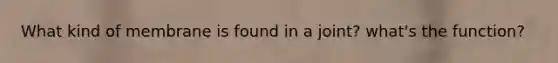 What kind of membrane is found in a joint? what's the function?