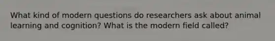 What kind of modern questions do researchers ask about animal learning and cognition? What is the modern field called?