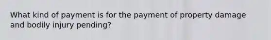 What kind of payment is for the payment of property damage and bodily injury pending?