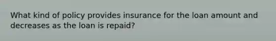 What kind of policy provides insurance for the loan amount and decreases as the loan is repaid?