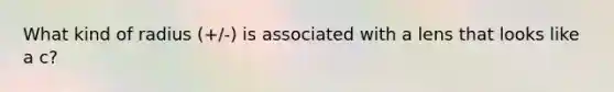 What kind of radius (+/-) is associated with a lens that looks like a c?