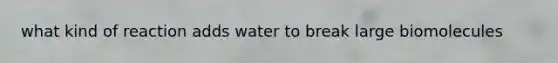 what kind of reaction adds water to break large biomolecules