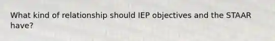 What kind of relationship should IEP objectives and the STAAR have?