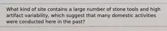 What kind of site contains a large number of stone tools and high artifact variability, which suggest that many domestic activities were conducted here in the past?