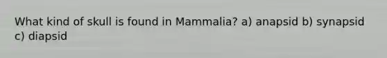 What kind of skull is found in Mammalia? a) anapsid b) synapsid c) diapsid